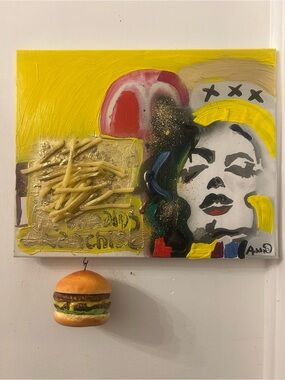 Yellow Pop Art Canvas Print with Multicolor Accents